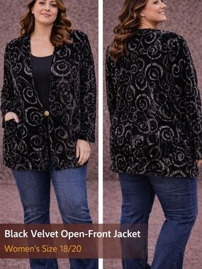 Adrian Jordan Black Velvet Swirl Jacket size 18/20